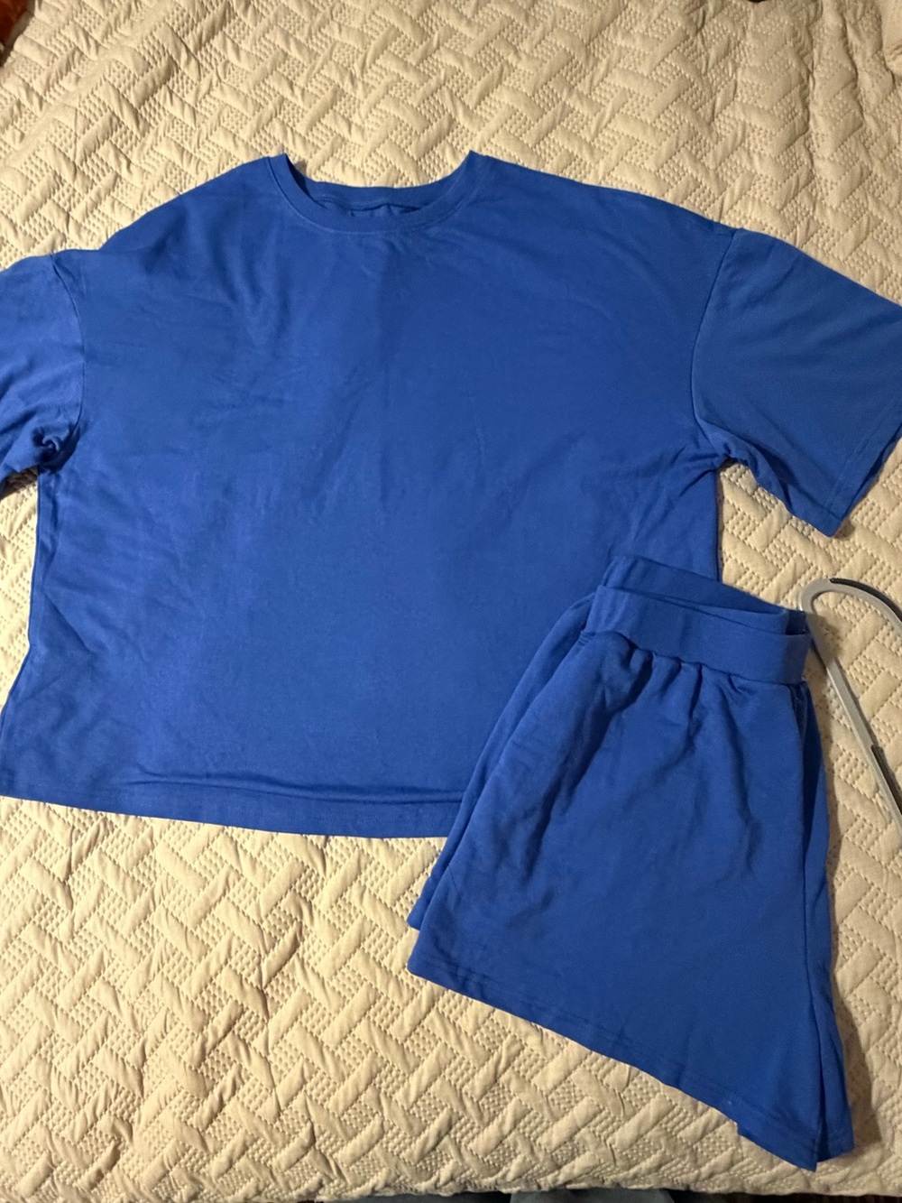Imily Bela Blue 2-Piece Lounge Set Oversized T-Shirt & Shorts XL - Picture 2 of 4